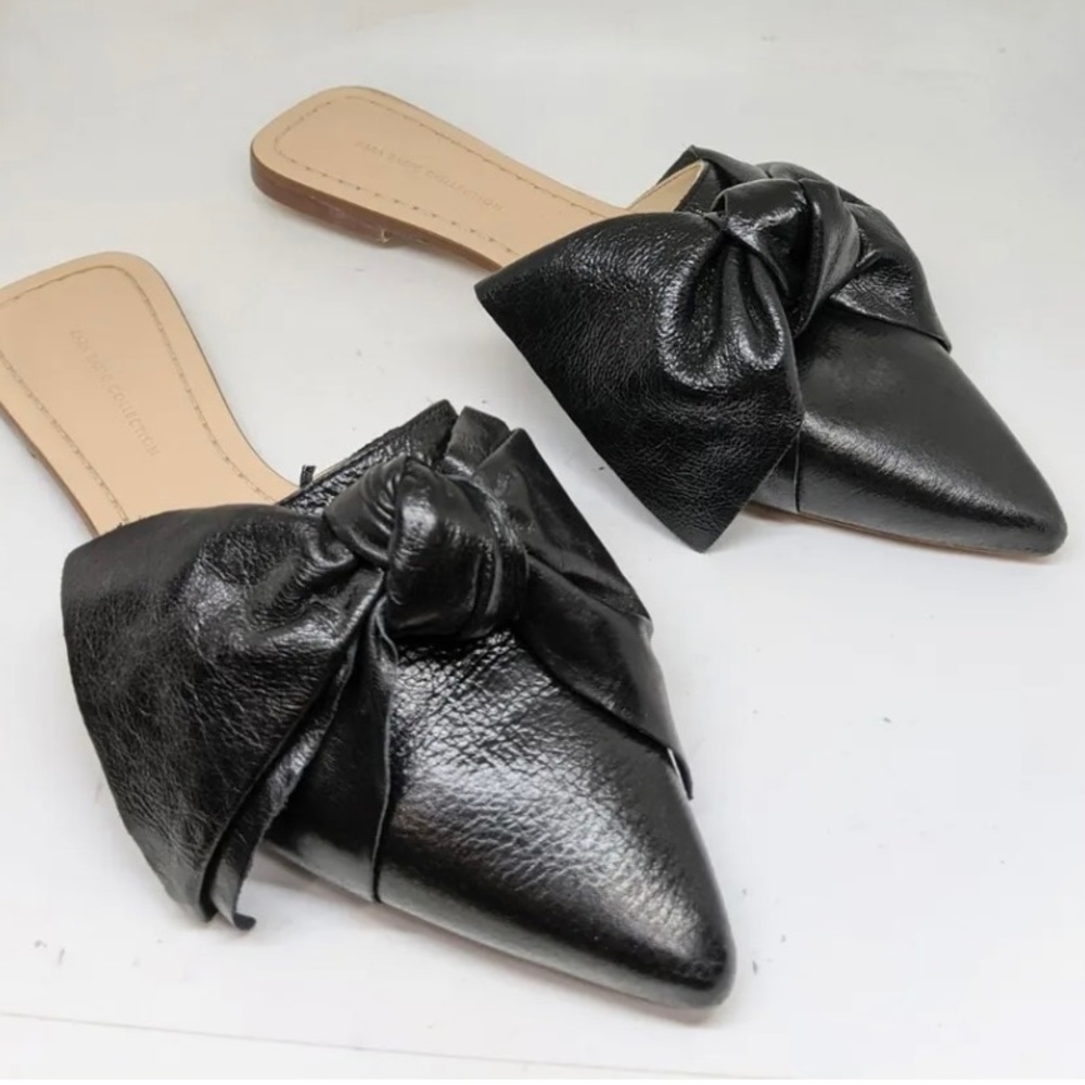 Zara Basics Collection leather bow mules 6.5